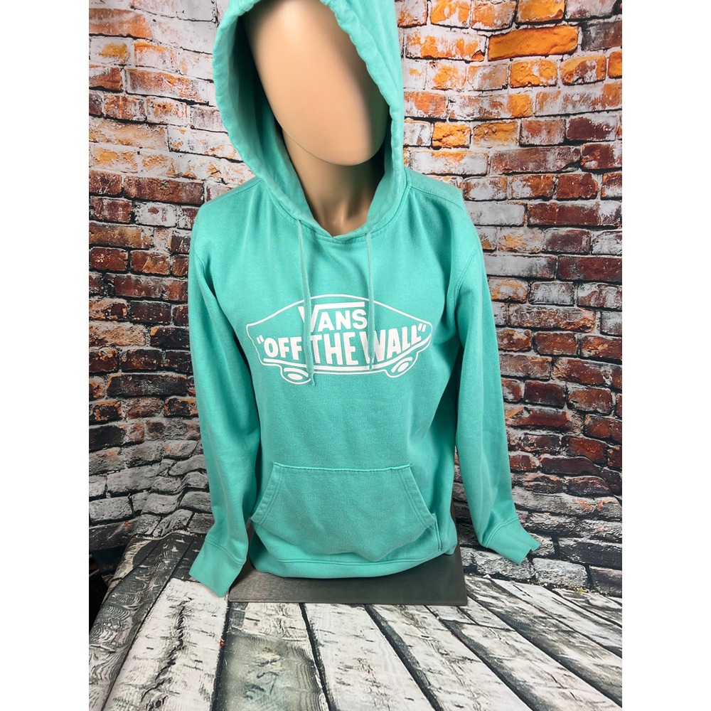 Vans Off The Wall Mens Small Mint Green‎ Graphic Logo Pullover Hoodie Sweatshirt
